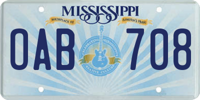 MS license plate OAB708