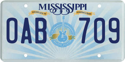 MS license plate OAB709