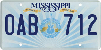 MS license plate OAB712