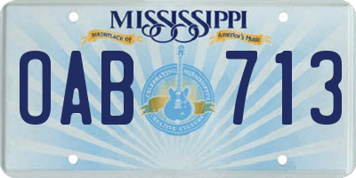 MS license plate OAB713