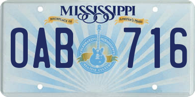 MS license plate OAB716