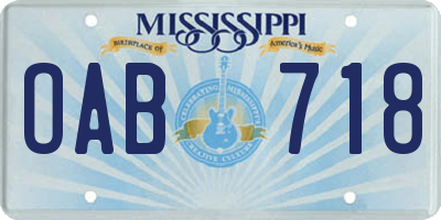 MS license plate OAB718