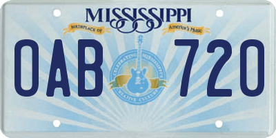 MS license plate OAB720