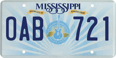 MS license plate OAB721
