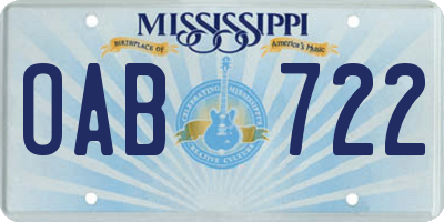 MS license plate OAB722