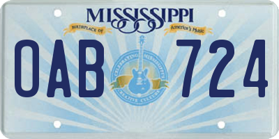 MS license plate OAB724