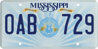 MS license plate OAB729