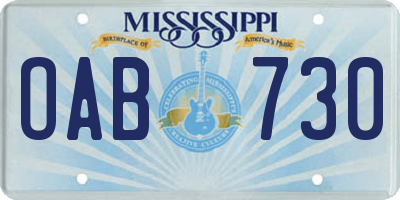 MS license plate OAB730