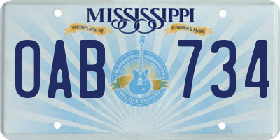 MS license plate OAB734