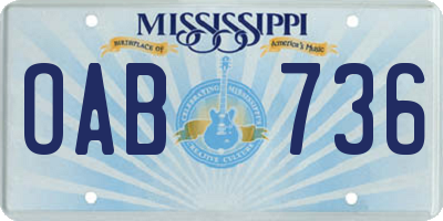 MS license plate OAB736