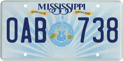 MS license plate OAB738