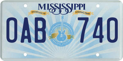 MS license plate OAB740