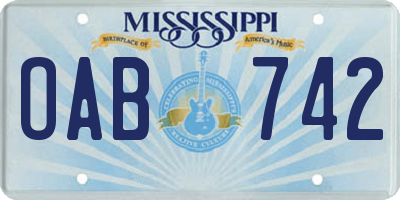MS license plate OAB742