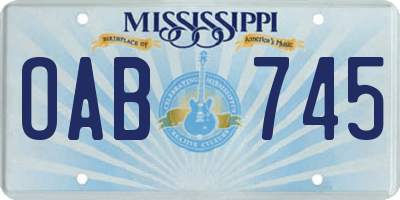 MS license plate OAB745