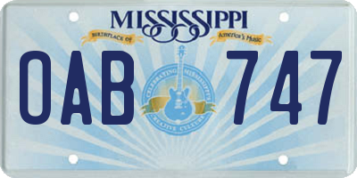 MS license plate OAB747