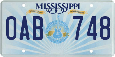 MS license plate OAB748