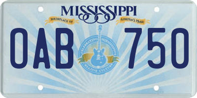 MS license plate OAB750