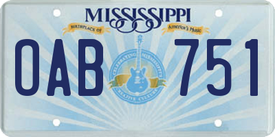 MS license plate OAB751