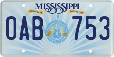 MS license plate OAB753