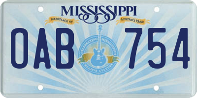 MS license plate OAB754