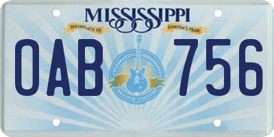 MS license plate OAB756