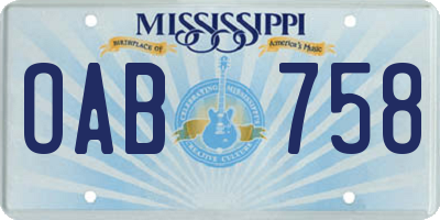 MS license plate OAB758