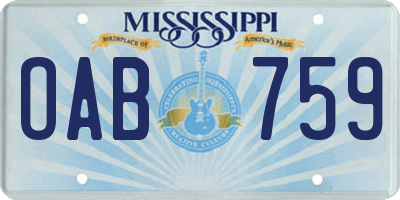 MS license plate OAB759