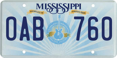 MS license plate OAB760