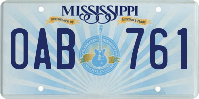 MS license plate OAB761