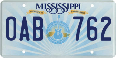 MS license plate OAB762