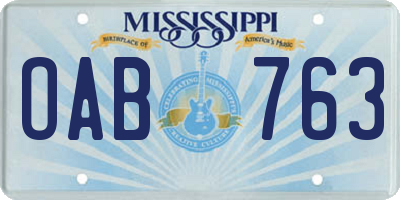 MS license plate OAB763