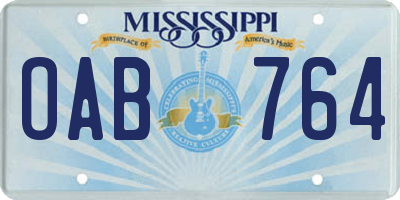 MS license plate OAB764