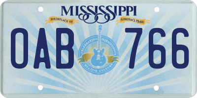 MS license plate OAB766