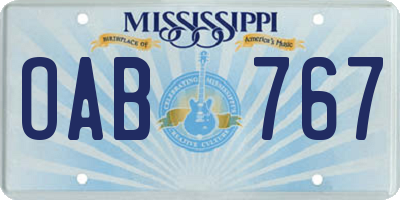 MS license plate OAB767