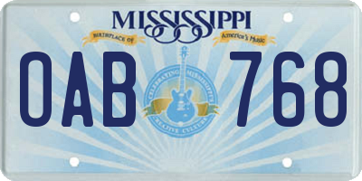 MS license plate OAB768