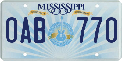 MS license plate OAB770