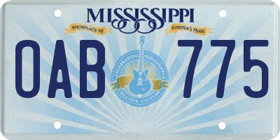MS license plate OAB775