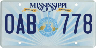 MS license plate OAB778