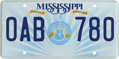 MS license plate OAB780