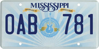 MS license plate OAB781