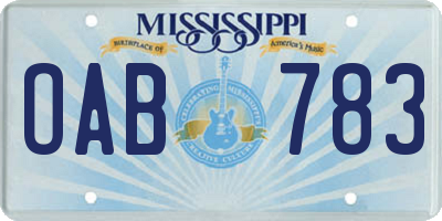 MS license plate OAB783