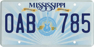 MS license plate OAB785