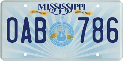 MS license plate OAB786