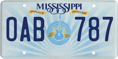 MS license plate OAB787