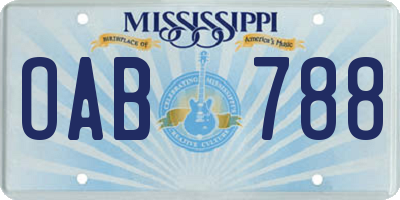 MS license plate OAB788