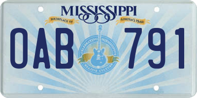 MS license plate OAB791
