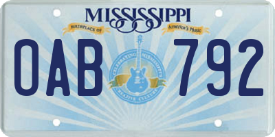 MS license plate OAB792