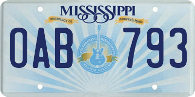 MS license plate OAB793