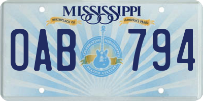 MS license plate OAB794