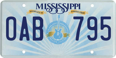 MS license plate OAB795